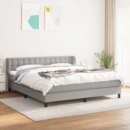 Sommier à lattes de lit avec matelas Gris clair 180x200cm Tissu