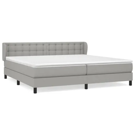 Sommier à lattes de lit avec matelas Gris clair 200x200cm Tissu 2