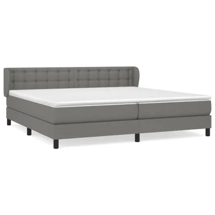 Sommier à lattes de lit avec matelas Gris foncé 200x200cm Tissu 2