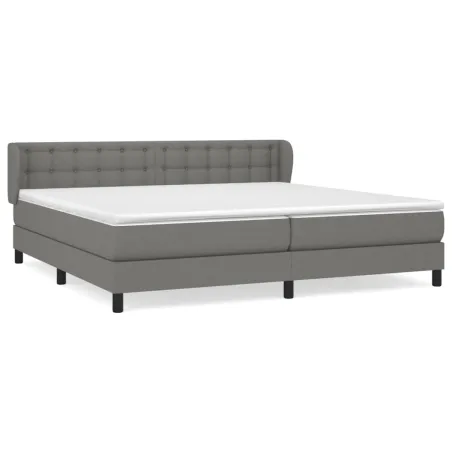 Sommier à lattes de lit avec matelas Gris foncé 200x200cm Tissu
