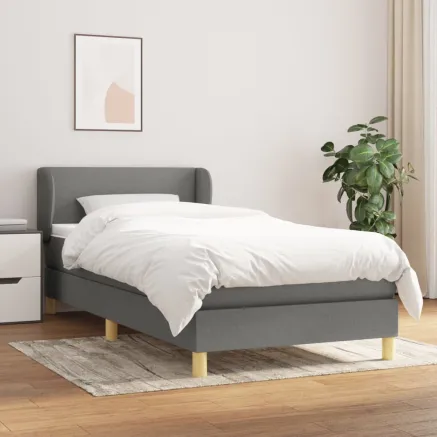 Sommier à lattes de lit avec matelas Gris foncé 80x200 cm Tissu