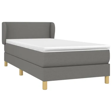 Sommier à lattes de lit avec matelas Gris foncé 80x200 cm Tissu