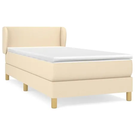 Sommier à lattes de lit avec matelas Crème 80x200 cm Tissu