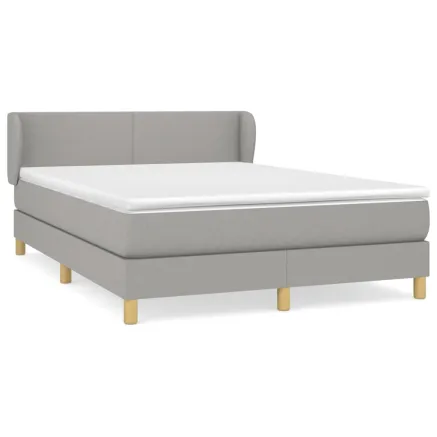 Sommier à lattes de lit avec matelas Gris clair 140x200cm Tissu 2