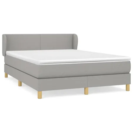 Sommier à lattes de lit avec matelas Gris clair 140x200cm Tissu