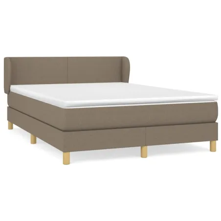 Sommier à lattes de lit avec matelas Taupe 140x200 cm Tissu
