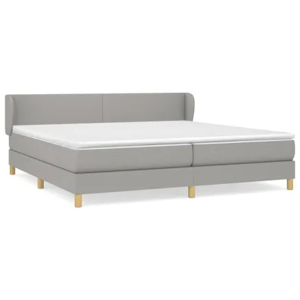Sommier à lattes de lit avec matelas Gris clair 200x200cm Tissu 2