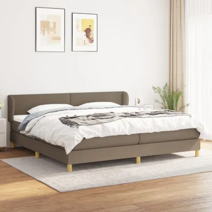 Sommier à lattes de lit avec matelas Taupe 200x200 cm Tissu