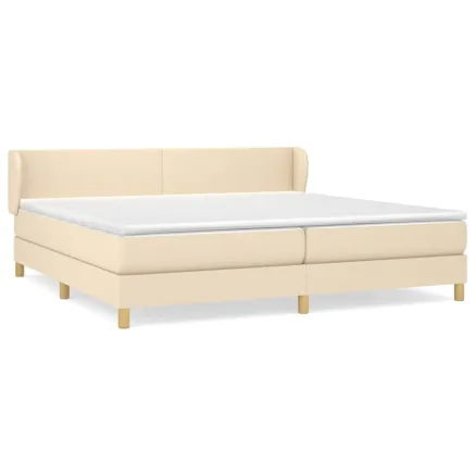 Sommier à lattes de lit avec matelas Crème 200x200 cm Tissu 2