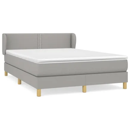 Sommier à lattes de lit avec matelas Gris clair 140x200cm Tissu 2
