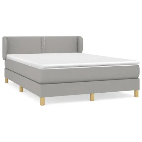 Sommier à lattes de lit avec matelas Gris clair 140x200cm Tissu
