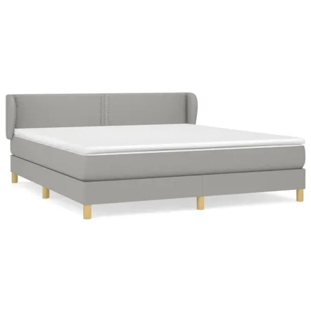 Sommier à lattes de lit avec matelas Gris clair 180x200cm Tissu