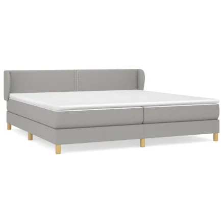 Sommier à lattes de lit avec matelas Gris clair 200x200cm Tissu 2