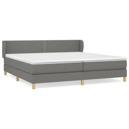 Sommier à lattes de lit avec matelas Gris foncé 200x200cm Tissu 2