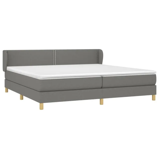 Sommier à lattes de lit avec matelas Gris foncé 200x200cm Tissu