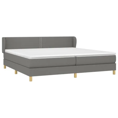 Sommier à lattes de lit avec matelas Gris foncé 200x200cm Tissu