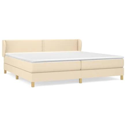Sommier à lattes de lit avec matelas Crème 200x200 cm Tissu 2