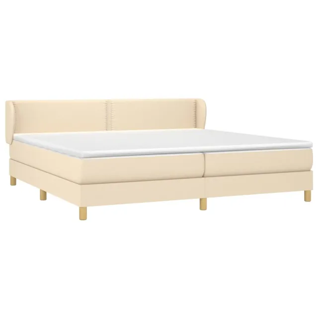 Sommier à lattes de lit avec matelas Crème 200x200 cm Tissu