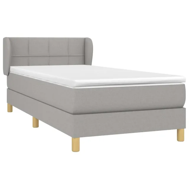 Sommier à lattes de lit avec matelas Gris clair 90x200 cm Tissu