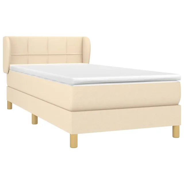 Sommier à lattes de lit avec matelas Crème 90x200 cm Tissu