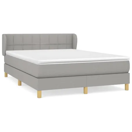 Sommier à lattes de lit avec matelas Gris clair 140x200cm Tissu