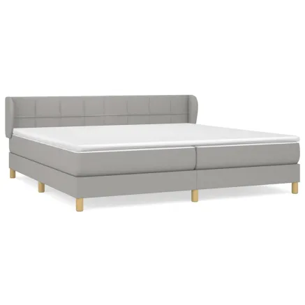 Sommier à lattes de lit avec matelas Gris clair 200x200cm Tissu 2