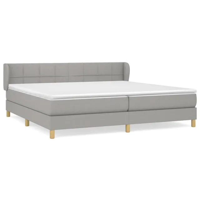 Sommier à lattes de lit avec matelas Gris clair 200x200cm Tissu