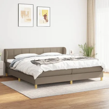Sommier à lattes de lit avec matelas Taupe 200x200 cm Tissu