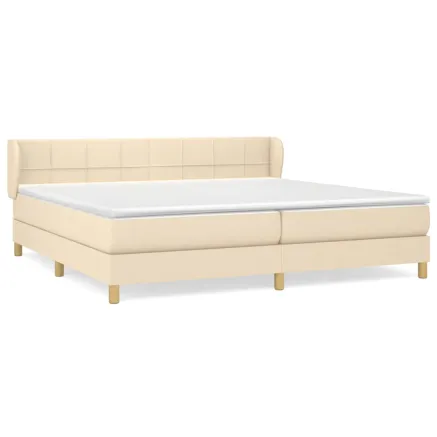 Sommier à lattes de lit avec matelas Crème 200x200 cm Tissu 2