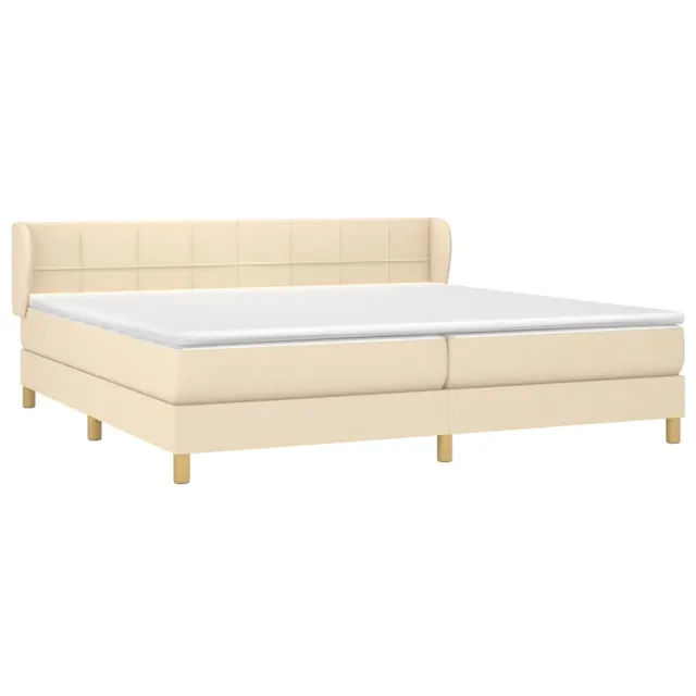 Sommier à lattes de lit avec matelas Crème 200x200 cm Tissu