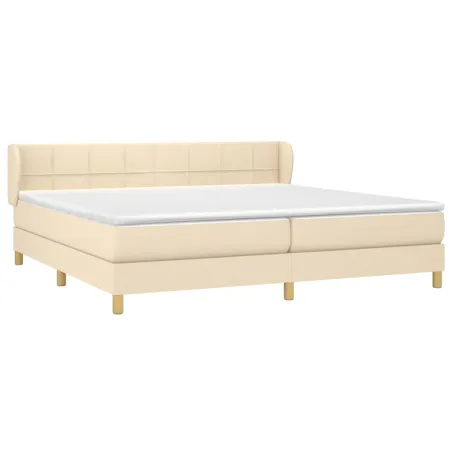 Sommier à lattes de lit avec matelas Crème 200x200 cm Tissu