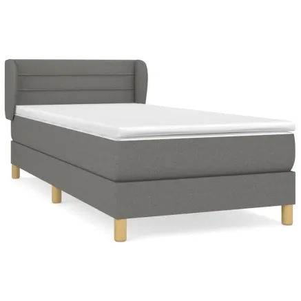 Sommier à lattes de lit avec matelas Gris foncé 80x200 cm Tissu 2