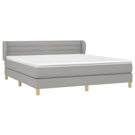 Sommier à lattes de lit avec matelas Gris clair 160x200cm Tissu