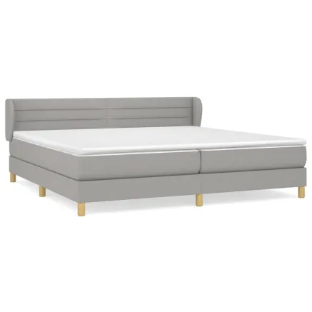 Sommier à lattes de lit avec matelas Gris clair 200x200cm Tissu 2