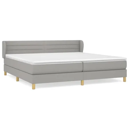 Sommier à lattes de lit avec matelas Gris clair 200x200cm Tissu
