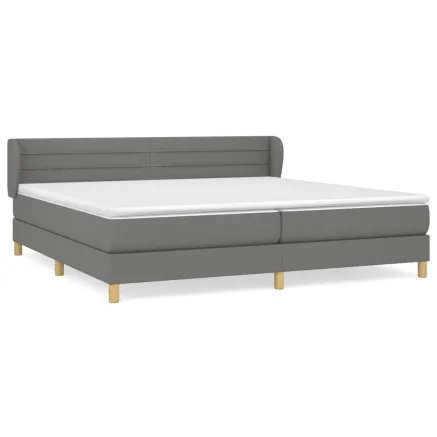 Sommier à lattes de lit avec matelas Gris foncé 200x200cm Tissu 2