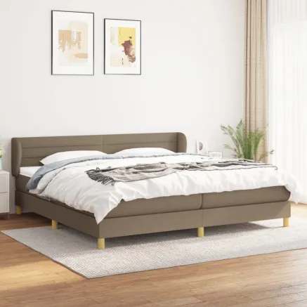 Sommier à lattes de lit avec matelas Taupe 200x200 cm Tissu