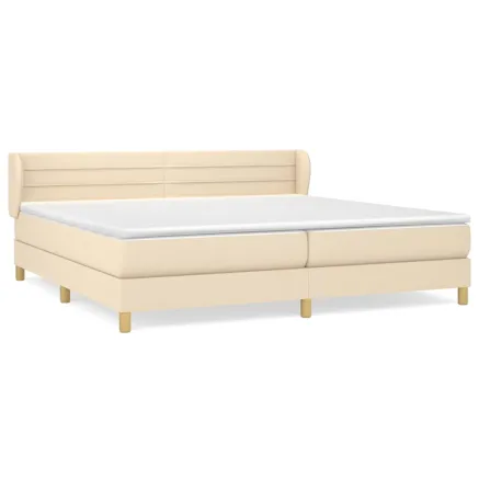Sommier à lattes de lit avec matelas Crème 200x200 cm Tissu 2