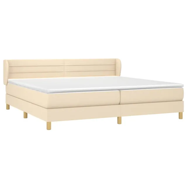 Sommier à lattes de lit avec matelas Crème 200x200 cm Tissu