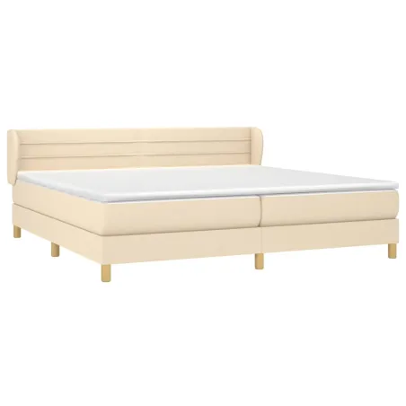 Sommier à lattes de lit avec matelas Crème 200x200 cm Tissu