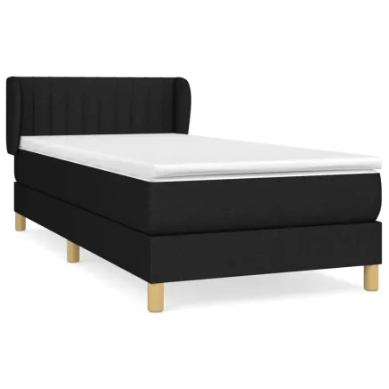 Sommier à lattes de lit avec matelas Noir 90x200 cm Tissu 2