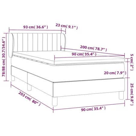 Sommier à lattes de lit avec matelas Taupe 90x200 cm Tissu