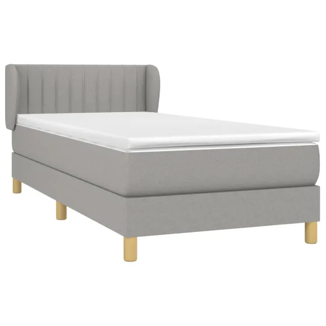 Sommier à lattes de lit avec matelas Gris clair 100x200cm Tissu