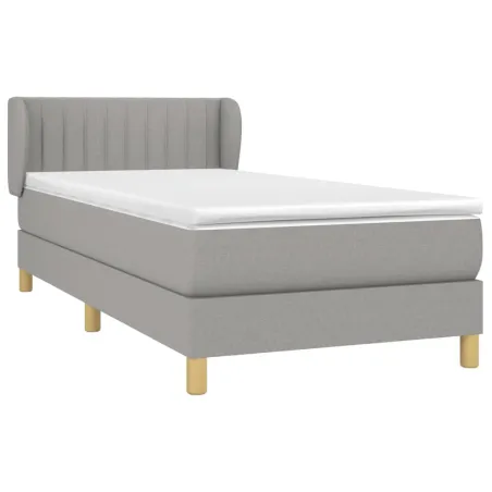 Sommier à lattes de lit avec matelas Gris clair 100x200cm Tissu