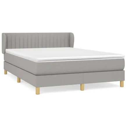 Sommier à lattes de lit avec matelas Gris clair 140x190cm Tissu 2