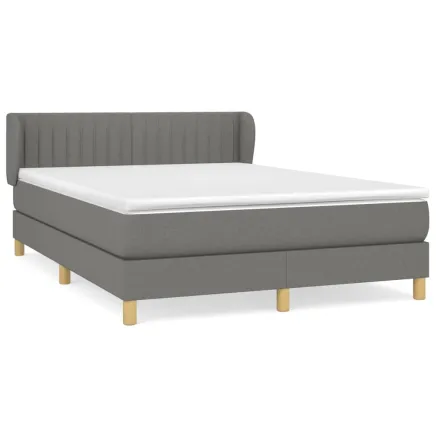 Sommier à lattes de lit avec matelas Gris foncé 140x190cm Tissu 2