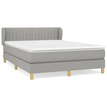 Sommier à lattes de lit avec matelas Gris clair 140x200cm Tissu