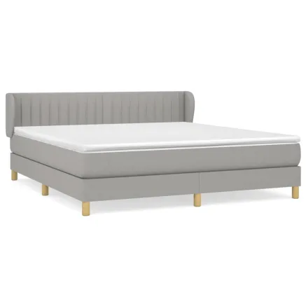 Sommier à lattes de lit avec matelas Gris clair 180x200cm Tissu 2
