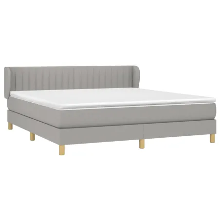 Sommier à lattes de lit avec matelas Gris clair 180x200cm Tissu