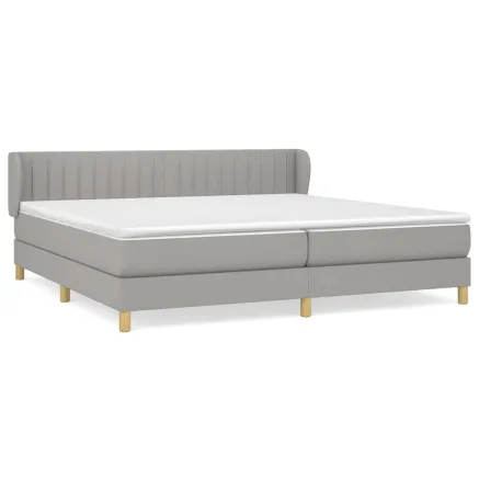 Sommier à lattes de lit avec matelas Gris clair 200x200cm Tissu 2